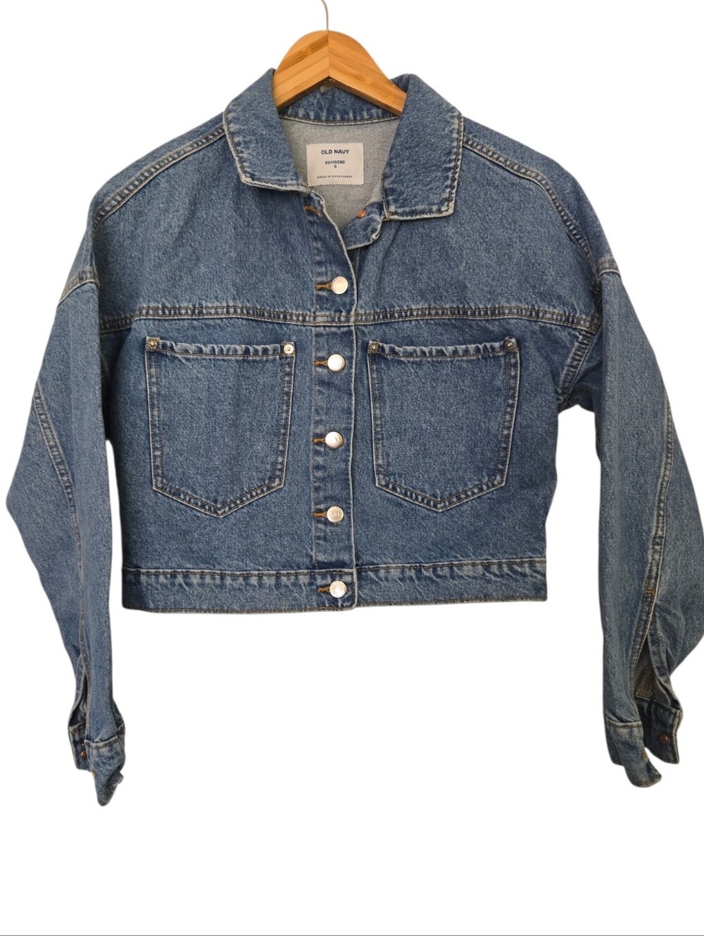 💙 Old Navy Boyfriend Cropped Denim Jacket | Size Small - Picture 2 of 4